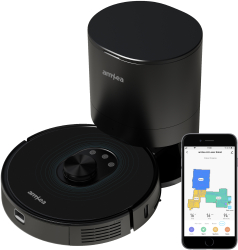 Aspirator robot amXea L8+ Negru colector de praf automat extern 1900-2700Pa navigare laser LDS smart memory Wi-Fi app multi-suprafete 