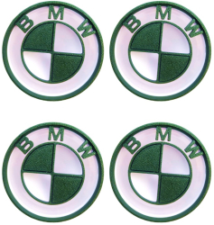 Set 4 capace pentru jante BMW diametru 68 mm alb-verde metalizat efect 3D 