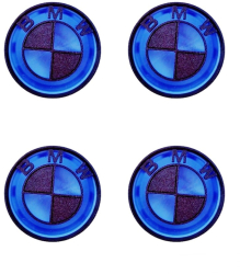 Set 4 capace pentru jante BMW diametru 68 mm albastru-negru efect 3D 