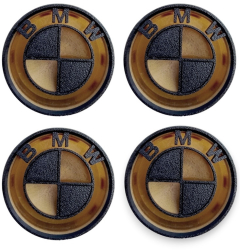 Set 4 capace pentru jante BMW diametru 68 mm auriu-negru efect 3D 