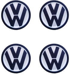 Set 4 capace pentru jante VW 65 mm alb-negru efect 3D 
