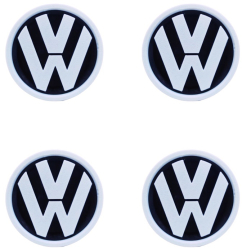 Set 4 capace pentru jante VW 65 mm negru-alb efect 3D 