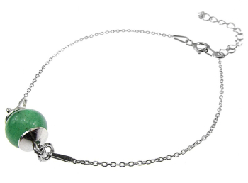 Bratara argint cu aventurin GlamBazaar 16 cm cu Aventurin Verde tip bratara de argint 925 cu pietre naturale 