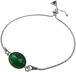 Bratara argint reglabila cu agat verde 14x10 MM 