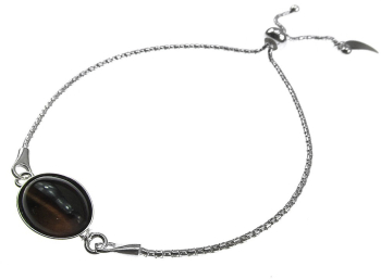 Bratara argint reglabila cu ochi de tigru 14x10 MM 