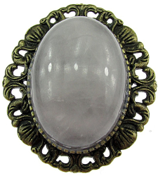 Brosa/pandantiv bronz antic cu cuart roz natural GlamBazaar 3.3 x 3 cm cu Cuart roz Roz tip Brosa handmade 