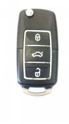 Carcasa cheie Volkswagen tip briceag cu 3 butoane Negru cu Crom fara locas baterie 
