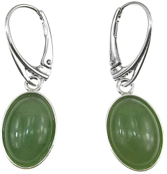Cercei argint cu aventurin verde 14x10 MM 