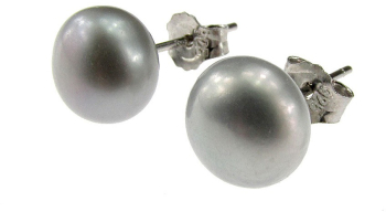 Cercei argint cu perle de cultura gri 8 MM GlamBazaar 8 mm cu Perle Gri tip cercei de argint 925 cu pietre naturale 