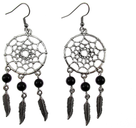 Cercei candelabru Dreamcatcher cu onix natural GlamBazaar 8 cm x 2.8 cm cu Onix Negru tip cercei candelabru cu pietre naturale 