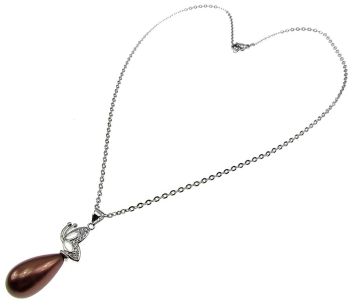 Colier inox fluture cu perla sidef cupru GlamBazaar 45 cm cu Sidef Cupru tip colier handmade cu pietre naturale 
