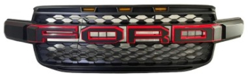 Grila radiator Raptor Style negru mat cu contur rosu si leduri portocalii Ford Ranger T9 2022-2024 