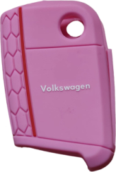 Husa cheie briceag auto din silicon VW GTI cu logo Roz 