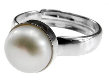 Inel argint reglabil cu perla de cultura alba 8 MM GlamBazaar Reglabila cu Perle Alb tip inel reglabil de argint 925 cu pietre 