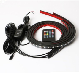 Kit Iluminare sub masina RGB multicolor cu telecomanda si aplicatie telefon 12V 2x150cm si 2x120cm 