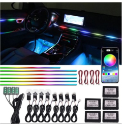 Kit lumini ambientale Symphony wireless cu LED Acrilice 18 in 1 - Portiere bord manere cu banda transparenta 