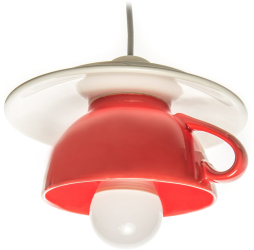 Pendul Deco Republic Afternoon tea E27 1x60W bol + farfurie ceramica rosu