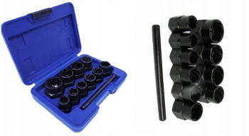 Set 11 piese extractor suruburi si piulite deteriorate din otel Silver 