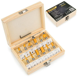 Set 12 Freze Lemn Profesionale pentru Freza Oberfreza Prindere 8mm Powermat 
