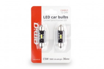 Set 2 bec led auto C5W Canbus cu 1Smd UltraBright 36mm 12/24v 