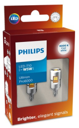 Set 2 becuri led auto Alb W5W Philips Ultinon Pro6000 lumini interioare