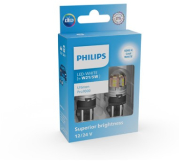 Set 2 leduri auto Alb W21/5W Philips Ultinon Pro7000 SL lampa frana/lampa spate 12V/24V 