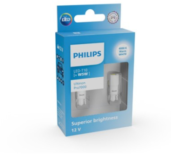 Set 2 leduri auto Alb W5W Philips Ultinon Pro7000 SL 4000K semnalizare 