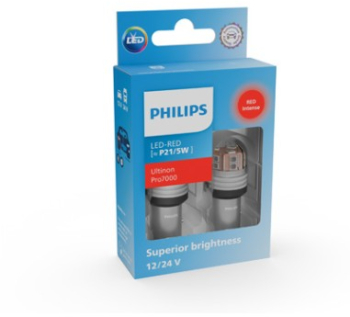Set 2 leduri auto Rosu P21/5W Philips Ultinon Pro7000 SL lampa frana/lampa spate 12V/24V 