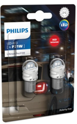 Set 2 leduri auto Rosu P21W Philips Ultinon Pro3100 SL lampa frana 