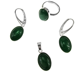 Set argint cu agate verzi 14x10 MM si lantisor inclus GlamBazaar cu Agate Verde tip set bijuterii de argint 925 cu pietre naturale 