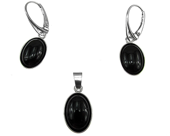 Set argint cu onix oval 14x10 MM GlamBazaar cu Onix Negru tip set bijuterii de argint 925 cu pietre naturale 