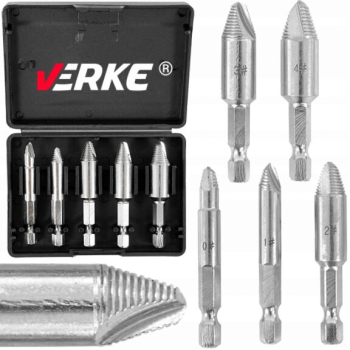 Set de 5 extractoare pentru suruburi rupte 6-14mm Verke 
