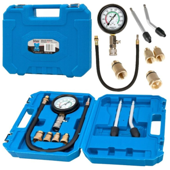 Set tester de compresie cu manometru pentru motoare pe benzina 8 piese Silver 
