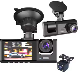 Camera Auto De Bord DVR cu 3 Canale Full HD 1080P 3 Lentile Camp Vizual Ultra-Larg De 170° IPS Display 2& Night Vision Mod Pa