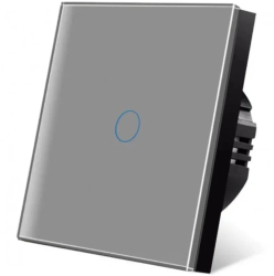 Intrerupator touch iUni 1F Sticla Securizata LED Silver 