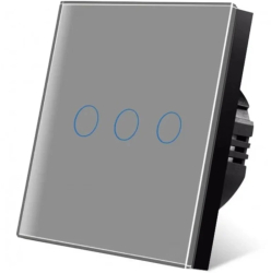 Intrerupator touch iUni 3F Sticla Securizata LED Silver 