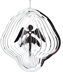 Clopotel de Vant cu Efect 3D Design Inger Rotativ Metal Argintiu Pentru Exterior Decoratiune Eleganta Cadou Inspirat
