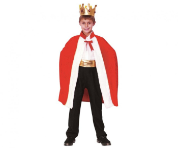 Costum carnaval Rege pentru copii 6 - 8 ani cu pelerina si coroana marime 120/130
