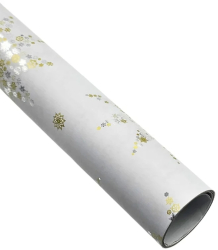 Hartie metalizata pentru ambalat cadouri fulgisori de nea aurii-argintii 150x70 cm 