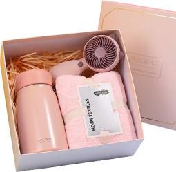 Set cadou pentru femei 3 piese Termos din Otel Inoxidabil 350 ml cu capac si perete dublu izolat Ventilator Portabil Reincarcabil prin