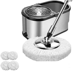 Set galeata mop cu centrifuga si rotatie 360 de grade din inox inoxidabil Arvada MagicClean galeata ovala dimensiuni 42x26x22cm finisaj l 