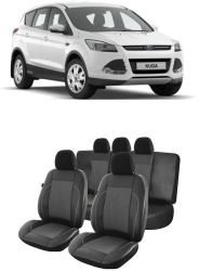Set huse Scaune piele si textil FORD Kuga 2013 - 2016 bancheta fractionata 