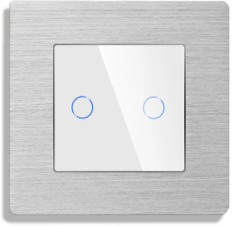 Intrerupator Dublu Cap Scara / Cruce cu Touch din Sticla si Rama de Aluminiu LUXION RF433 Alb 
