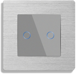 Intrerupator Dublu Cap Scara / Cruce cu Touch din Sticla si Rama de Aluminiu LUXION RF433 Gri 