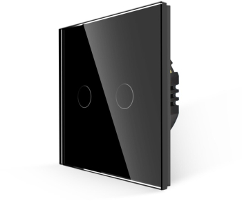 Intrerupator Dublu Cap Scara cu Touch din Sticla LUXION RF433 Negru