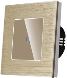 Intrerupator Simplu Cap Scara cu Touch din Sticla si Rama de Aluminiu LUXION RF433 Auriu 