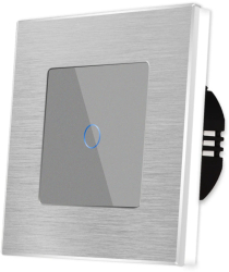 Intrerupator Simplu Cap Scara cu Touch din Sticla si Rama de Aluminiu LUXION RF433 Gri 