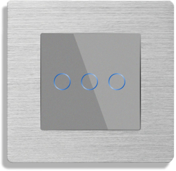 Intrerupator Triplu cu Touch din Sticla si Rama de Aluminiu LUXION RF433 Gri 