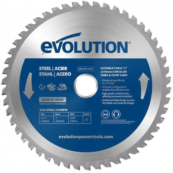 Disc pentru fierastrau circular taiere otel moale Evolution M210TCT-50CS-0935 O210 x 25.4 mm 50 dinti 