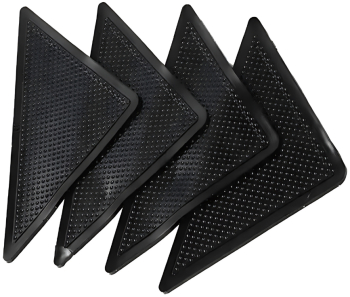 Set 4 Protectii Anti-Alunecare pentru Covoare Benzi Adezive Duble Negru 